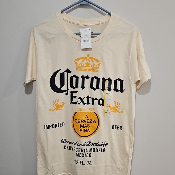 Corona Other - Corona Cream Short Sleeve Tee with Black and Gold Logo